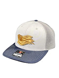 Trucker Hat - Tri Color Grey/Charcoal/Navy - Rustic Flag Patch
