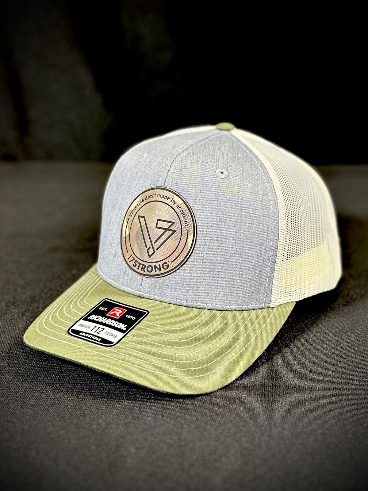 Trucker Hat - Tri Color Heather Grey/Birch/Olive - Camo Patch