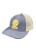Trucker Hat - Split Navy Heather/Cream - Logo Patch