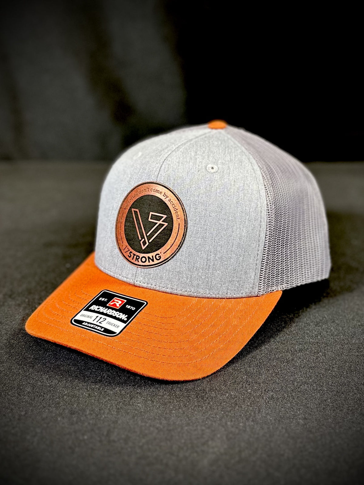 Trucker Hat - Tri Color Heather Grey/Charcoal/Orange - Copper Patch