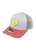 Trucker Hat - Tri Color Heather Grey/Charcoal/Maroon - Home Plate Patch