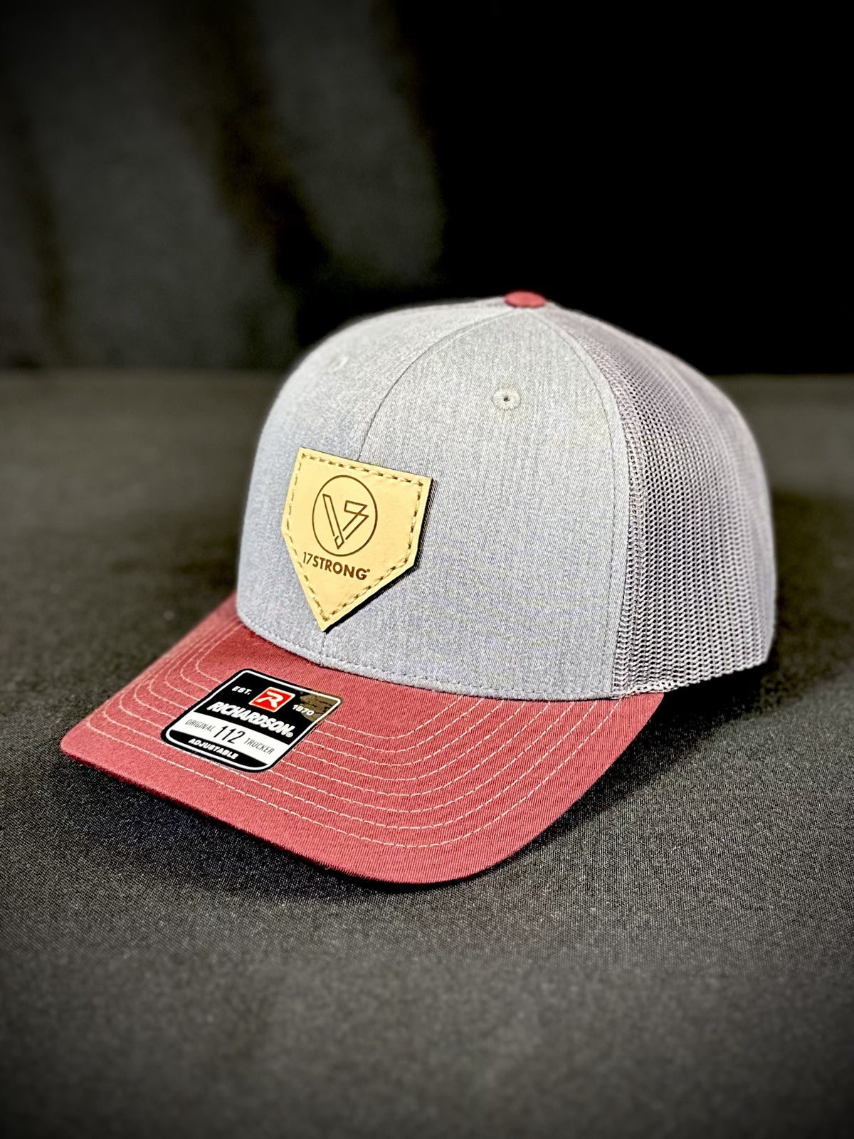 Trucker Hat - Tri Color Heather Grey/Charcoal/Maroon - Home Plate Patch